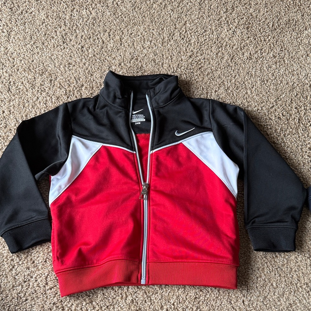 Nike Black and Red Zip-Up Jacket